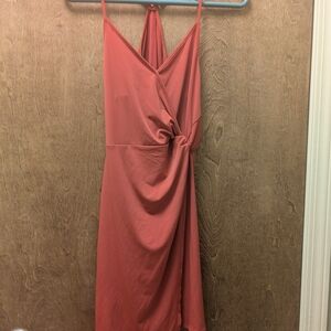 Elegant Coral Wrap Dress